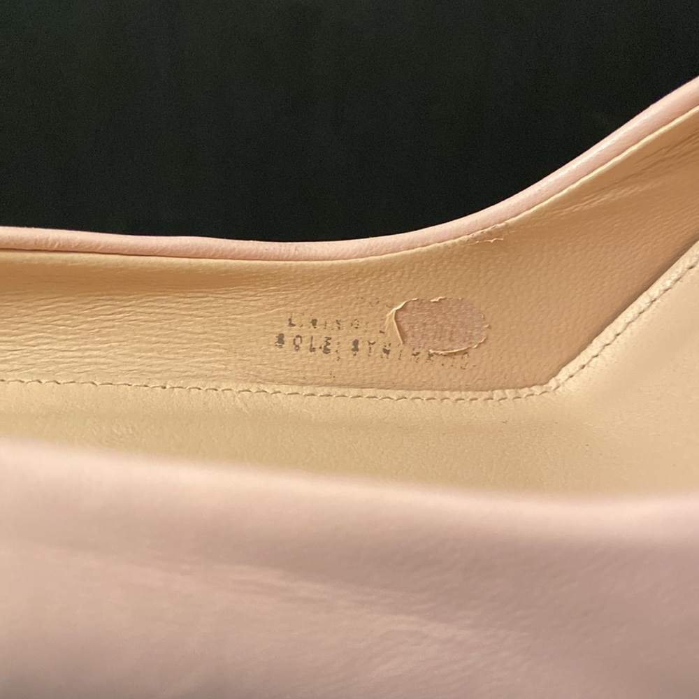 J. Crew Lena Faded Blush Leather Black Cap Toe Pump Sz 38/7.5 Block Heels Italy - Picture 7 of 8